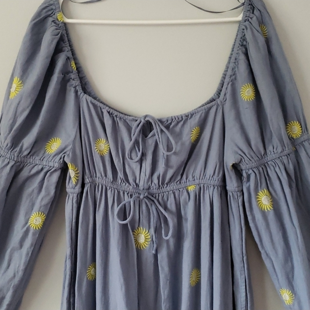 Free People Emory Embroidered Cotton-Linen Blend Maxi Dress size L - Picture 8 of 10
